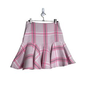 Milly Pink Plaid Flared Mini Skirt Check Print Size 2